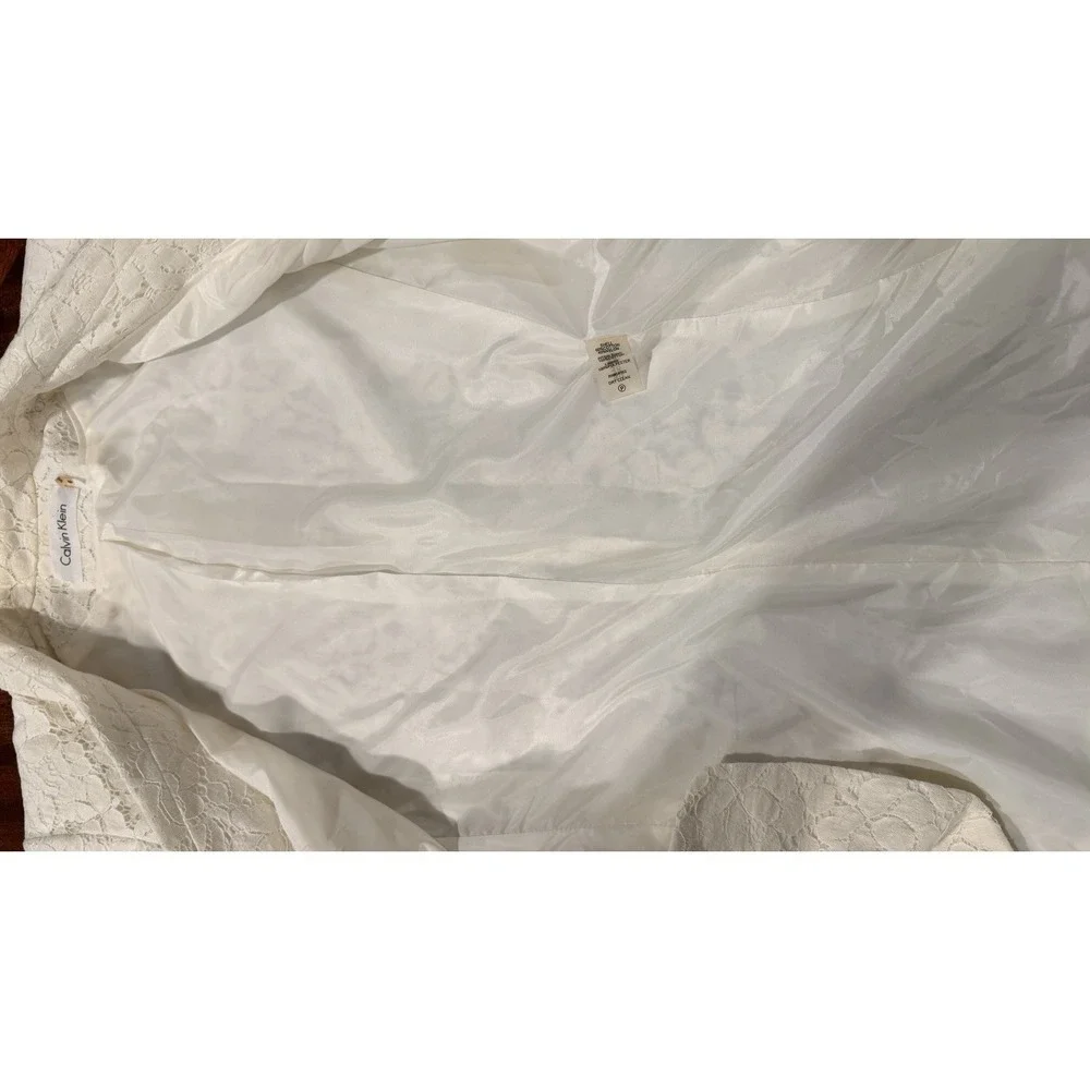 Calvin Klein Lace Blazer Womens 6 Ivory Floral Cottagecore Career‎ Wedding